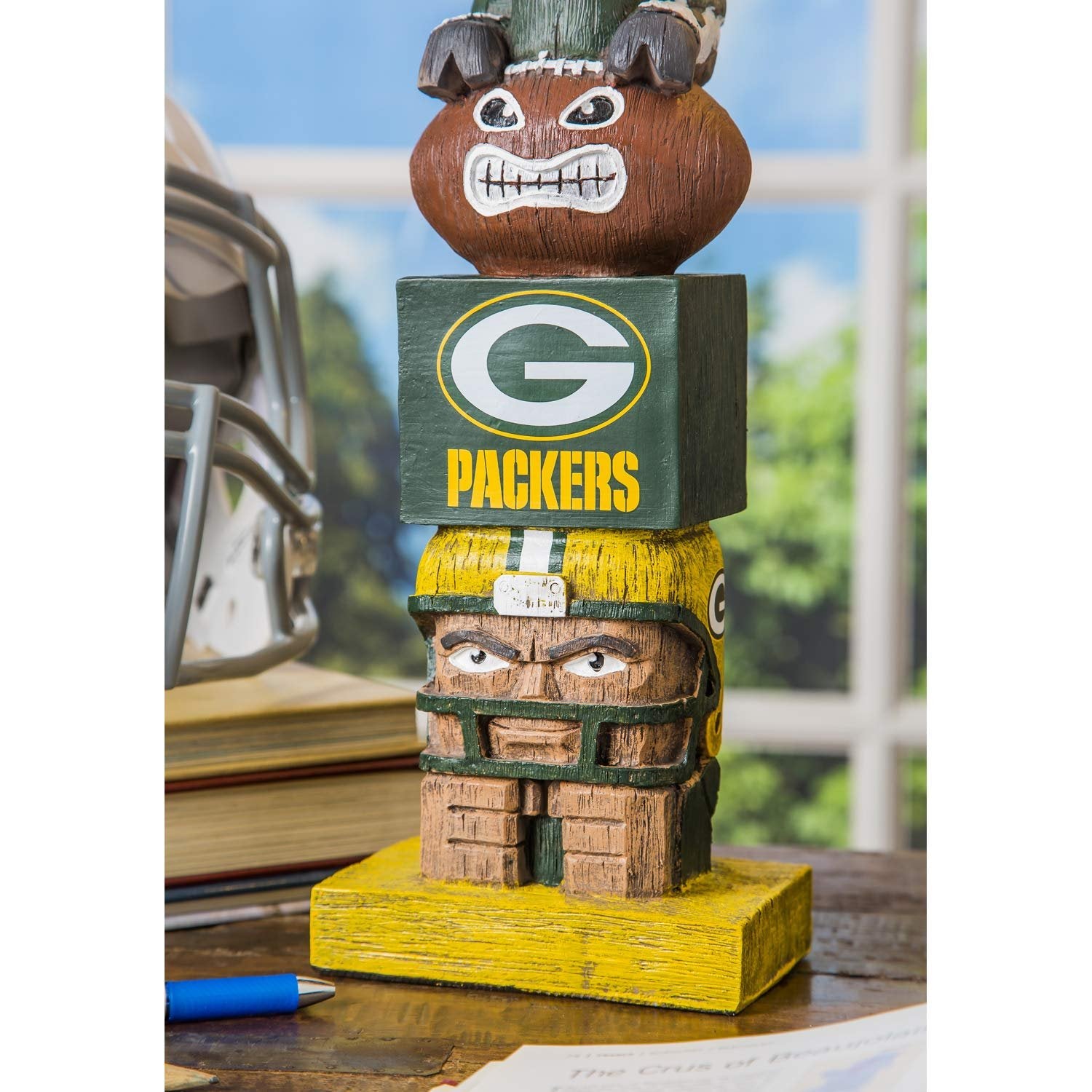 Green Bay Packers Tiki Totem Garden Statue, Hand Painted Resin, 16 Inch, Indoor Outdoor Decor, Officially Licensed