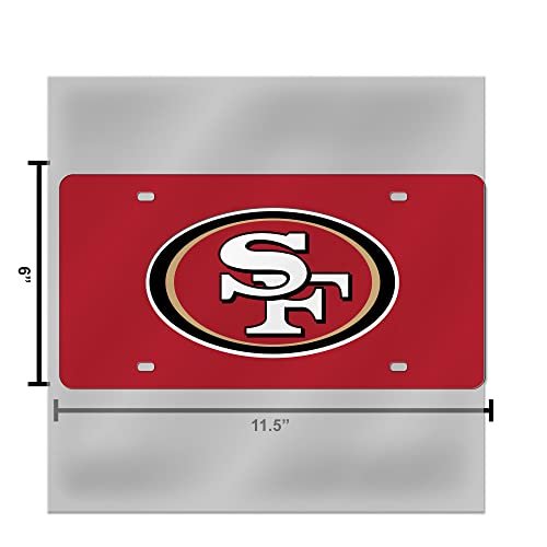 San Francisco 49ers Premium Laser Cut Tag License Plate, Red Mirrored Acrylic Inlaid, 12x6 Inch