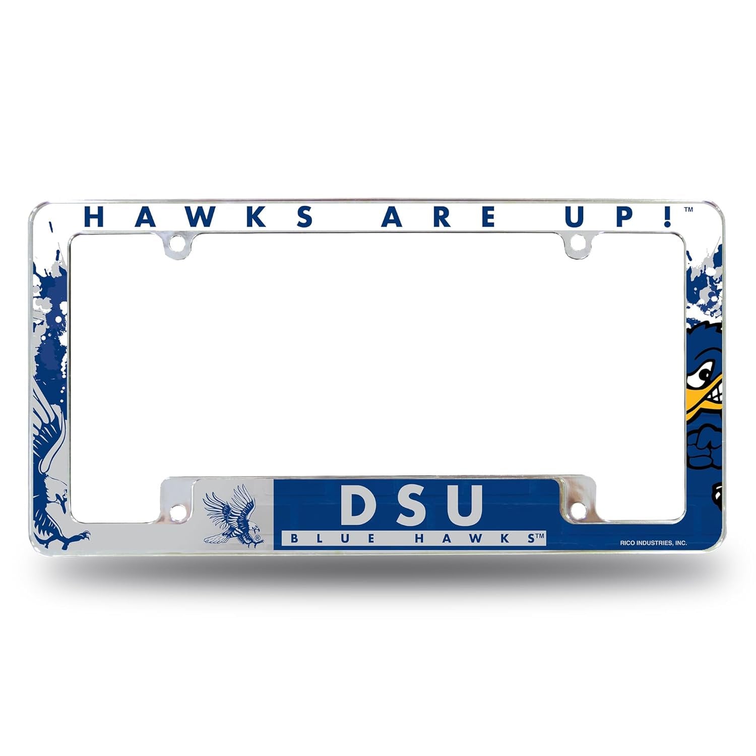 Dickinson State University Blue Hawks Premium Metal License Plate Frame Tag Cover, 12x6 inch, Pre-Drilled Holes, Officially Licensed