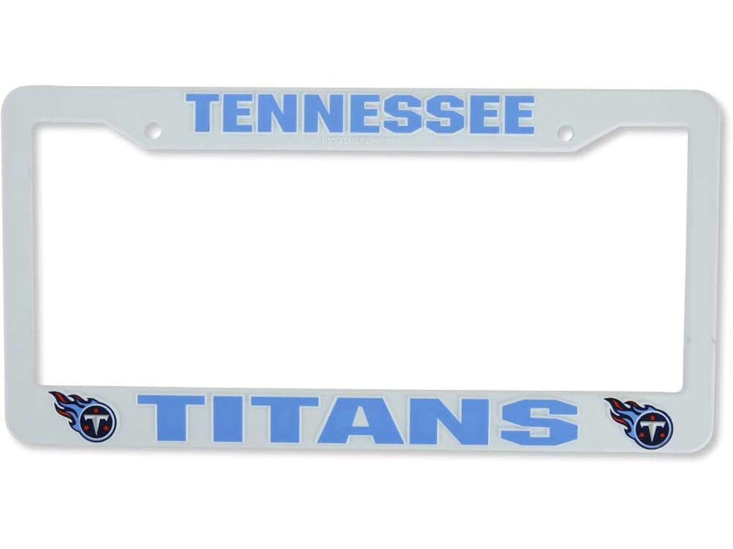 Tennessee Titans License Plate Frame Tag Cover, White Plastic, 12x6 Inch, Officially Licensed