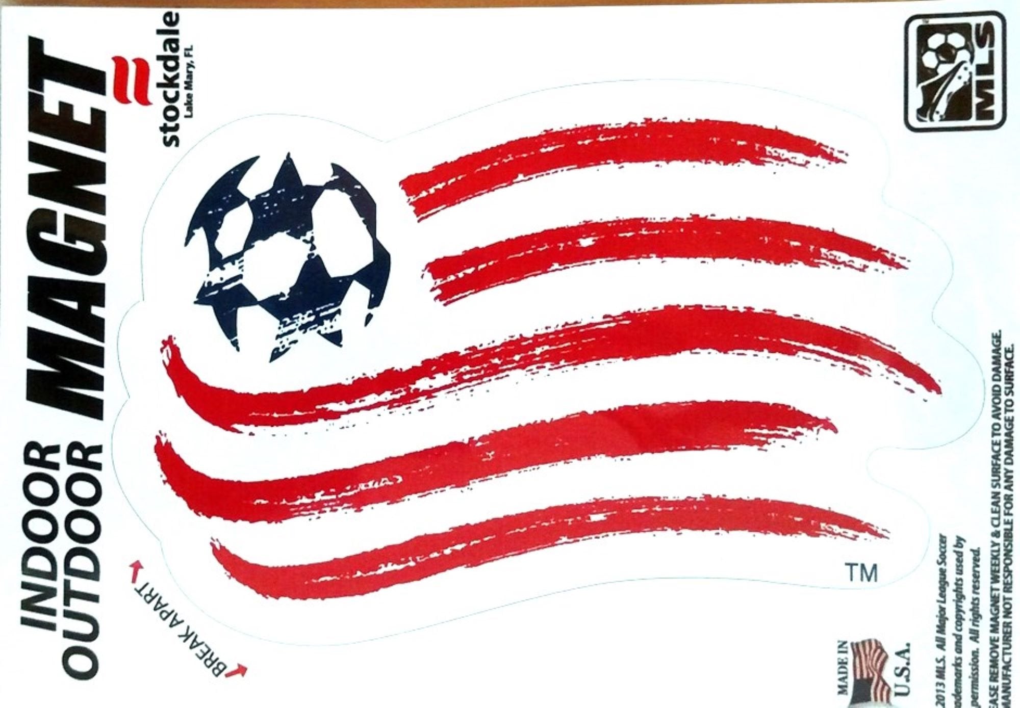 New England Revolution 5 Inch Perfect Cut Magnet, Heavy Duty, Auto or Home Use, Full Magnetic Backing, Peel and Stick Application, Officially Licensed, Made in