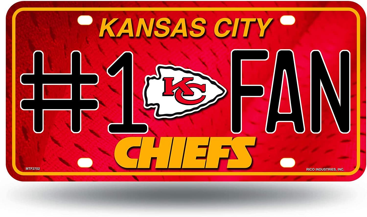 Kansas City Chiefs #1 Fan Metal License Plate Tag Aluminum Novelty 12x6 Inch