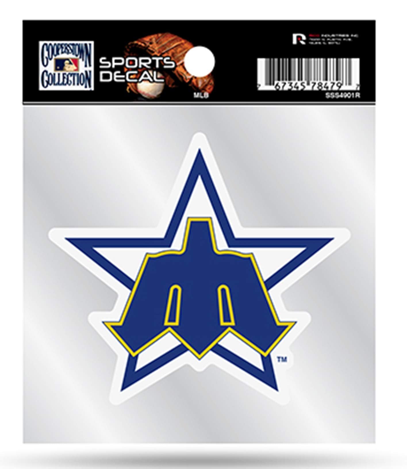 Seattle Mariners 4x4 Inch Die Cut Decal Sticker, Retro Logo, Clear Backing, Officially Licensed