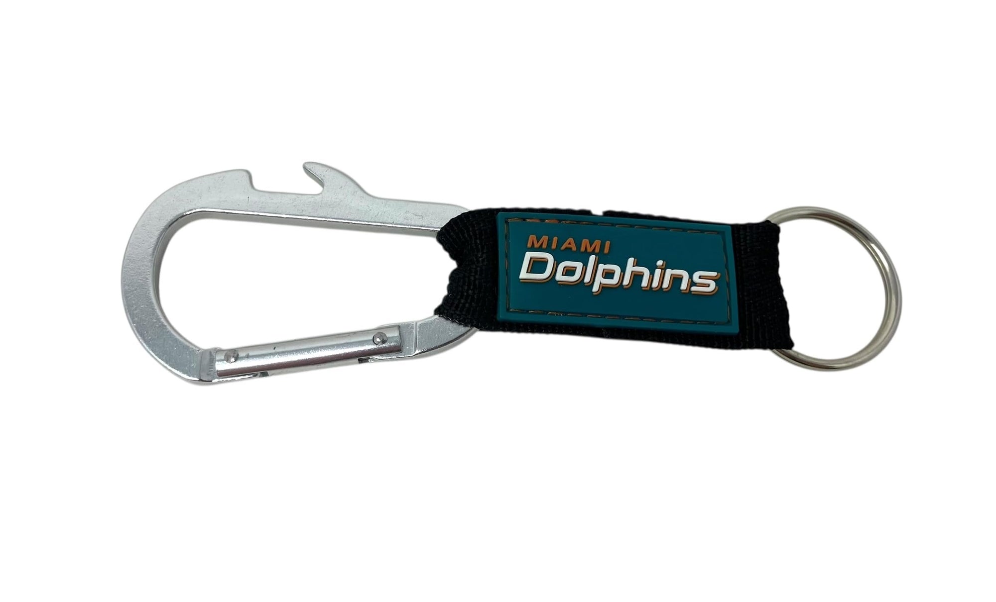 Miami Dolphins Premium Carabiner Clip Keychain Bottle Opener Combo, 6 Inch