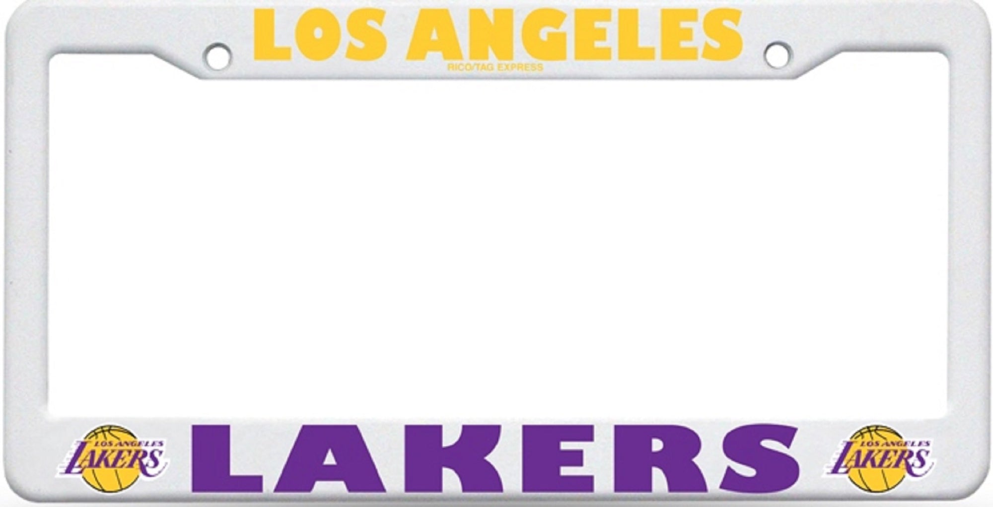 Los Angeles Lakers License Plate Frame Tag Cover, White Plastic, 12x6 Inch, Officially Licensed