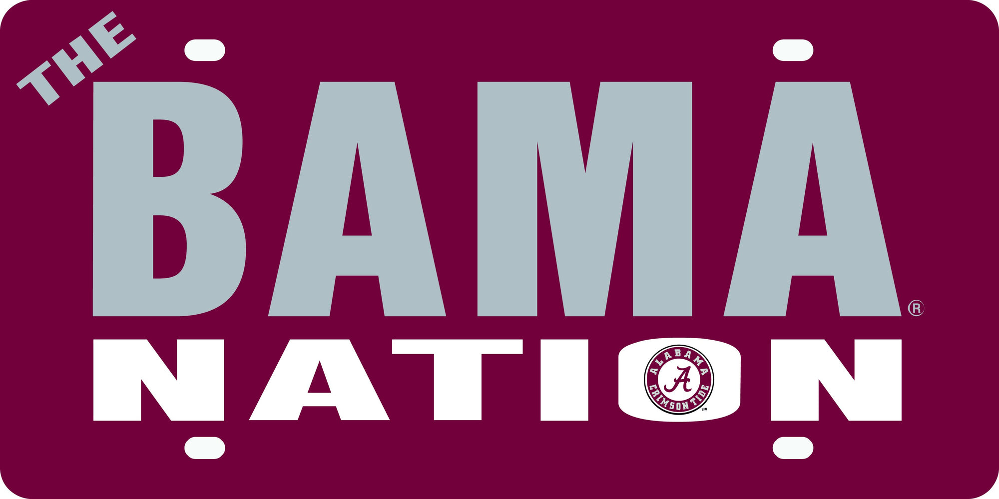 University of Alabama Crimson Tide Premium Laser Cut Tag License Plate, Nation Design, Mirrored Acrylic Inlaid, 12x6 Inch, Officially Licensed