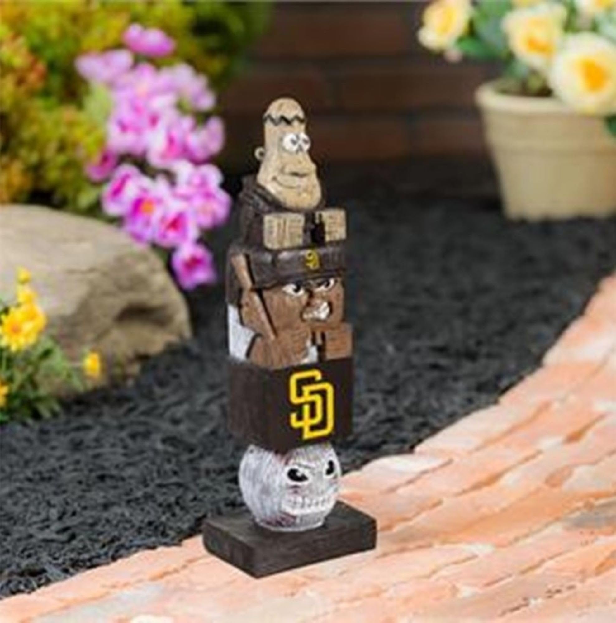 San Diego Padres Tiki Totem Garden Statue, Hand Painted Resin, 16 Inch, Indoor Outdoor Decor, Officially Licensed