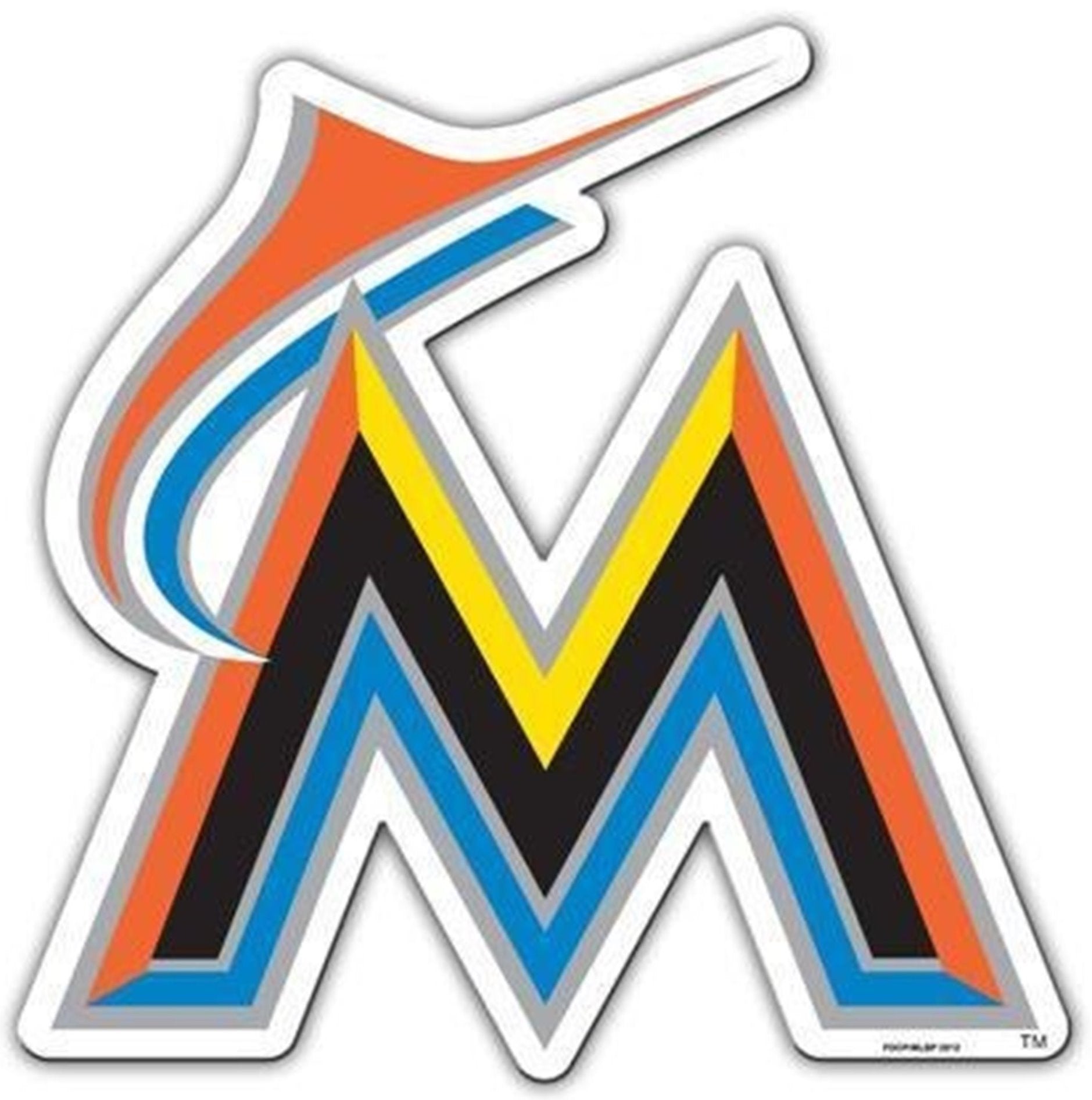 Miami Marlins 12 Inch Magnet, Logo Design, Vinyl Die Cut, Auto Home, Heavy Duty, Officially Licensed