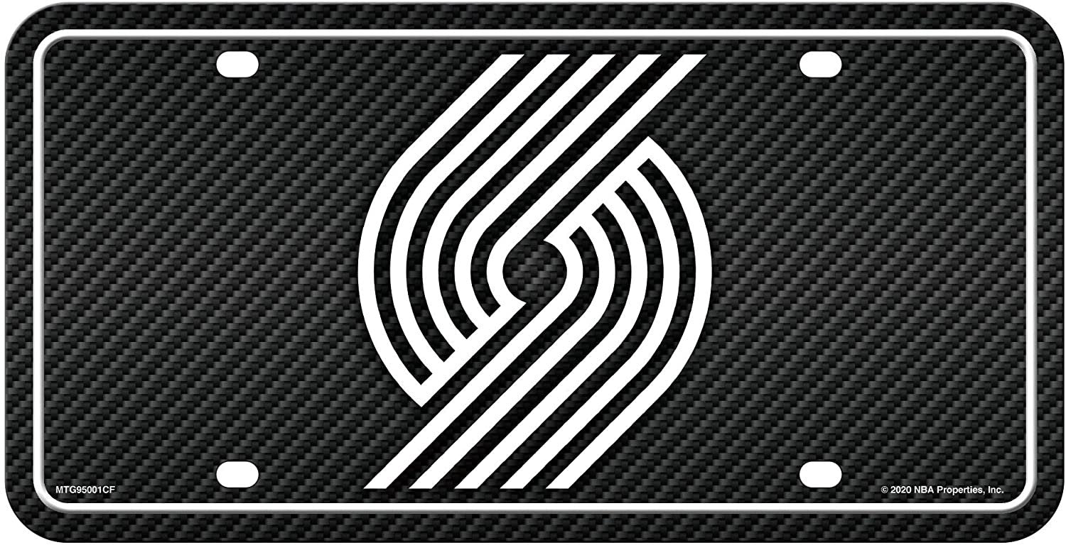 Portland Trail Blazers Metal Auto Tag License Plate, Carbon Fiber Design, 6x12 Inch
