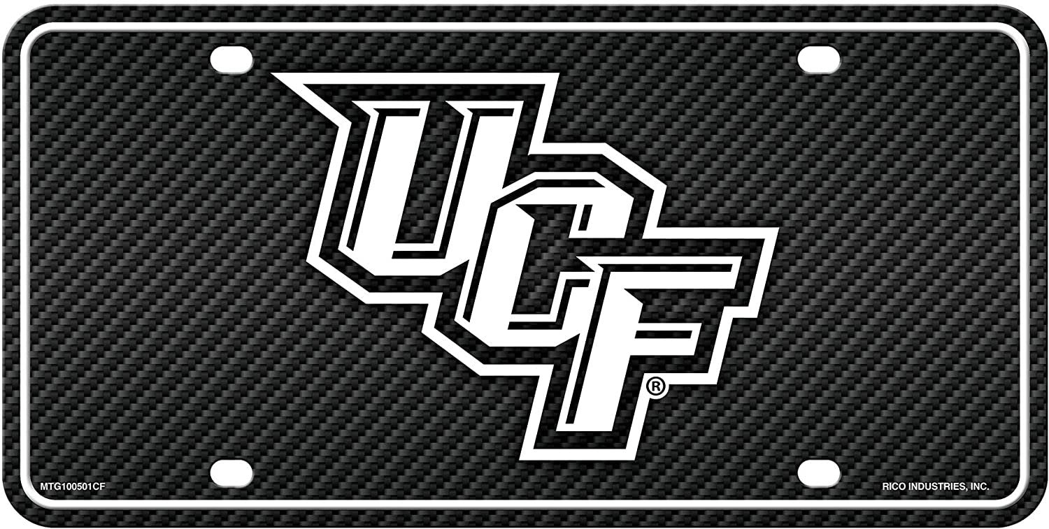 University of Central Florida Knights UCF Metal Auto Tag License Plate, Carbon Fiber Design, 6x12 Inch