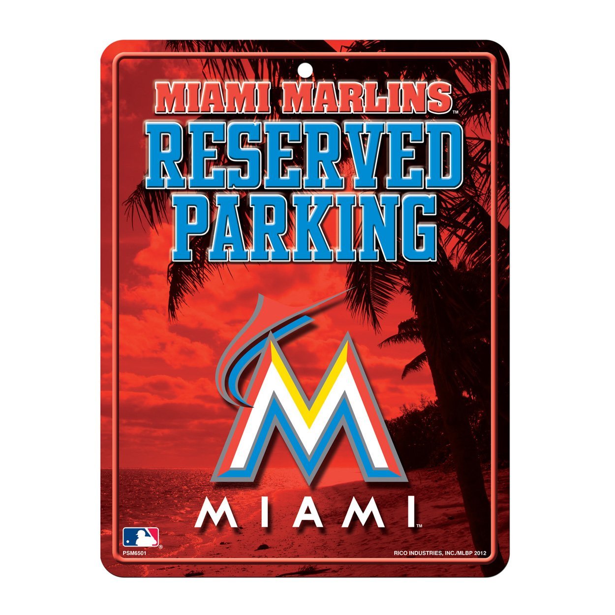 Miami Marlins Premium Metal Wall Parking Sign, 8.5x11 Inch, Alternate Design, Great for Man Cave, Bed Room, Office, Home Decor