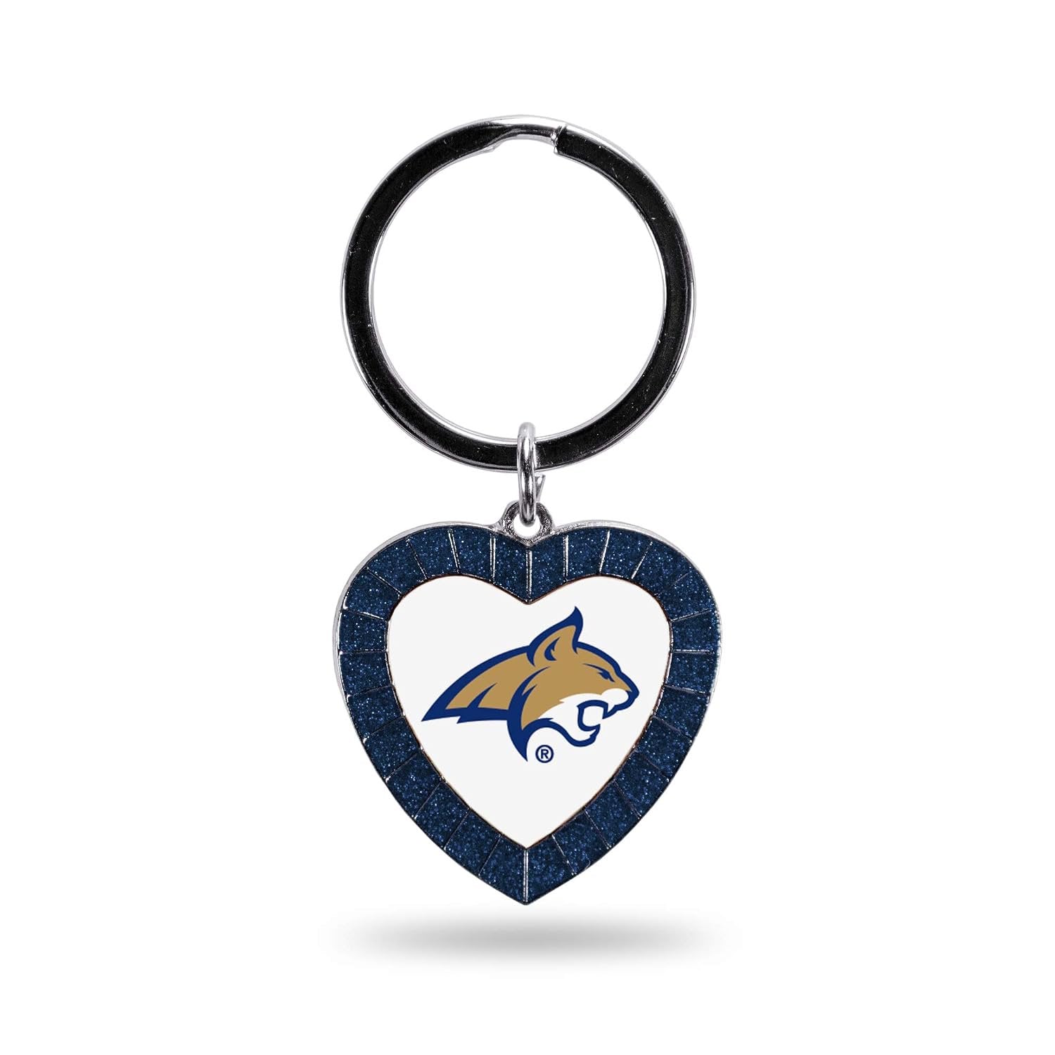 Montana State University Bobcats Metal Keychain, Rhinestone Accent, Heart Shape Design, Team Color, 3 Inch, Officially Licensed