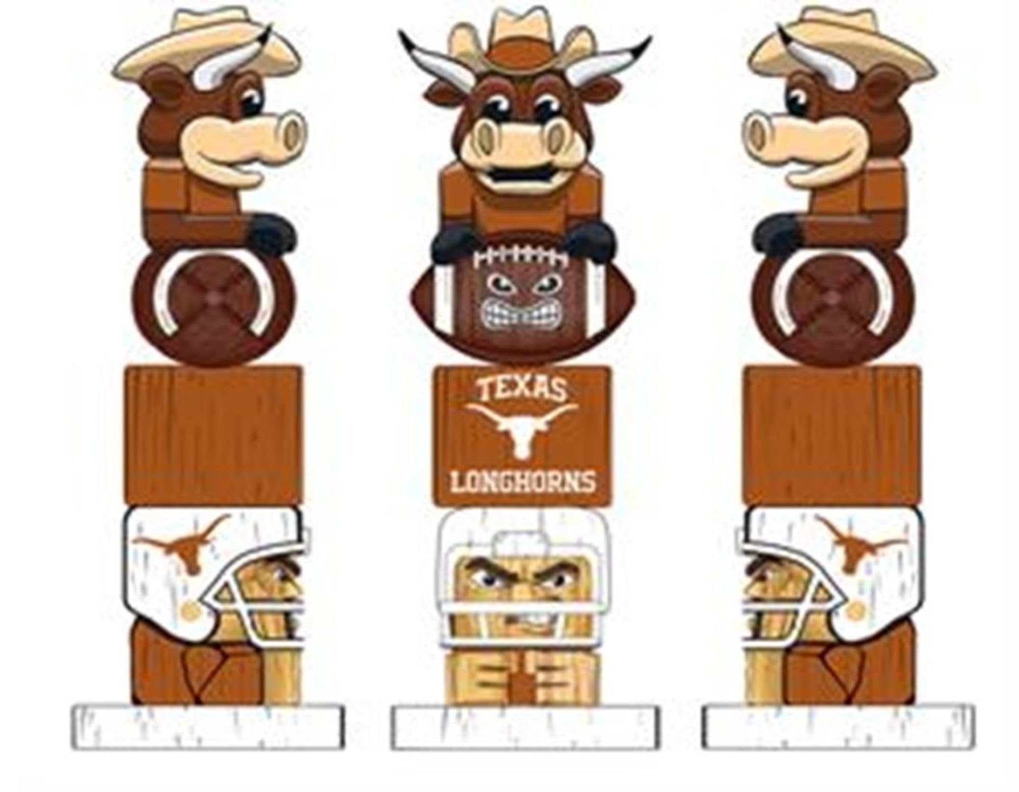 University of Texas Longhorns Tiki Totem Garden Statue, Hand Painted Resin, 16 Inch, Indoor Outdoor Decorative Sports Mascot, Officially Licensed