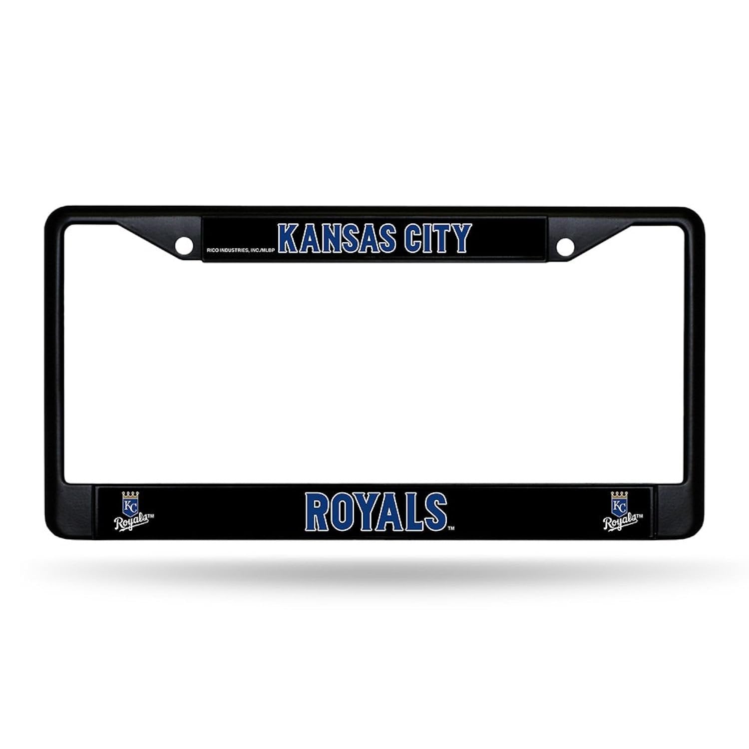 Kansas City Royals Premium Chrome License Plate Frame Tag Cover, Black Metal Design, 12x6 inch, Pre-Drilled Holes, Officially Licensed