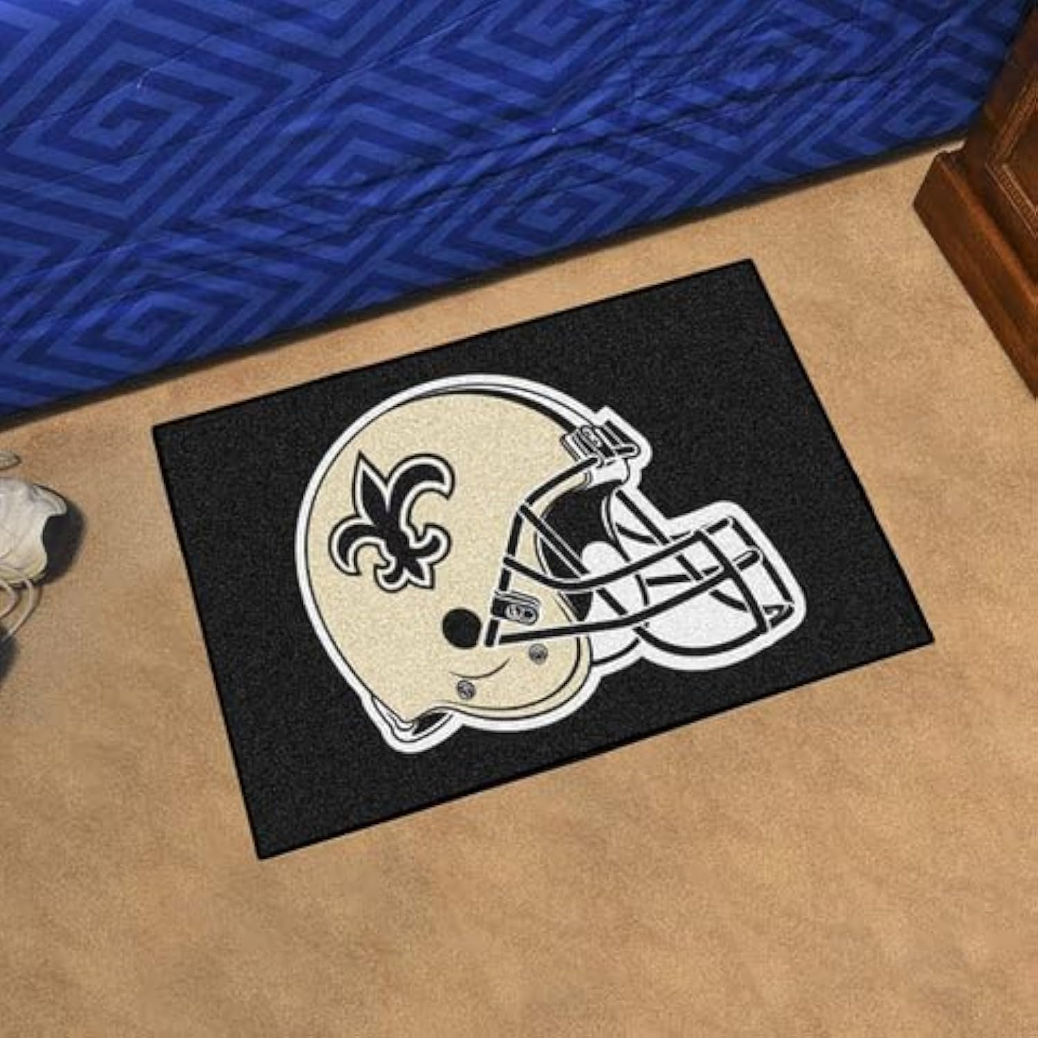 New Orleans Saints Floor Mat Area Rug, 20x30 Inch, Nylon, Anti-Skid Backing, Officially Licensed