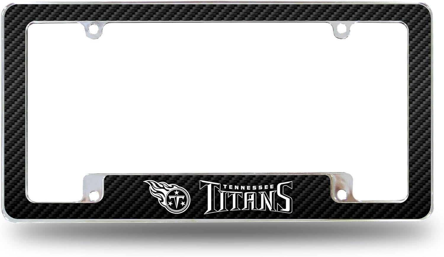 Tennessee Titans Metal License Plate Frame Chrome Tag Cover, Carbon Fiber Design, 6x12 Inch