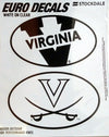 University of Virginia Cavaliers 2-Piece White and Clear Euro Decal Sticker Set, 4x2.5 Inch Each