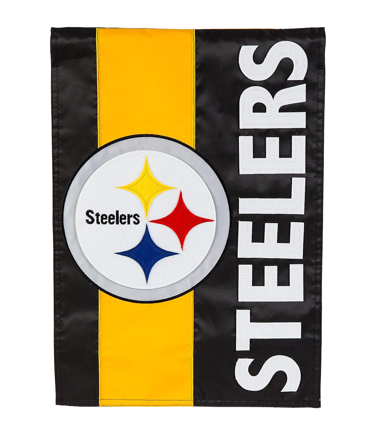 Pittsburgh Steelers Premium 2-sided Garden Flag Banner, Embroidered Applique, 13x18 Inch, Display Stand Sold Seperately, Officially Licensed