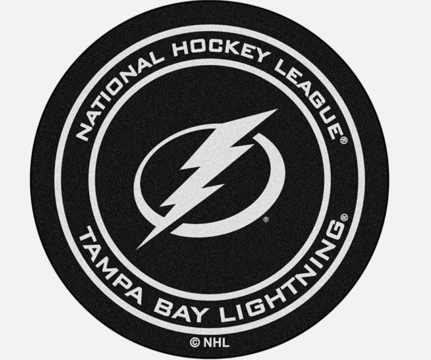 Tampa Bay Lightning Floor Mat Area Rug, 27 Inch Round, Puck Design, Nylon, Anti-Skid Backing, Officially Licensed