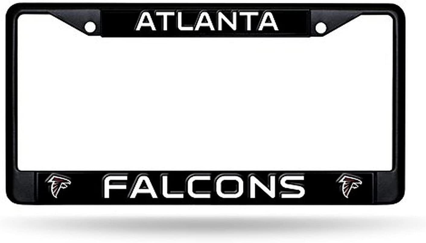 Atlanta Falcons Black Metal License License Plate Frame Chrome Tag Cover, 12x6 Inch