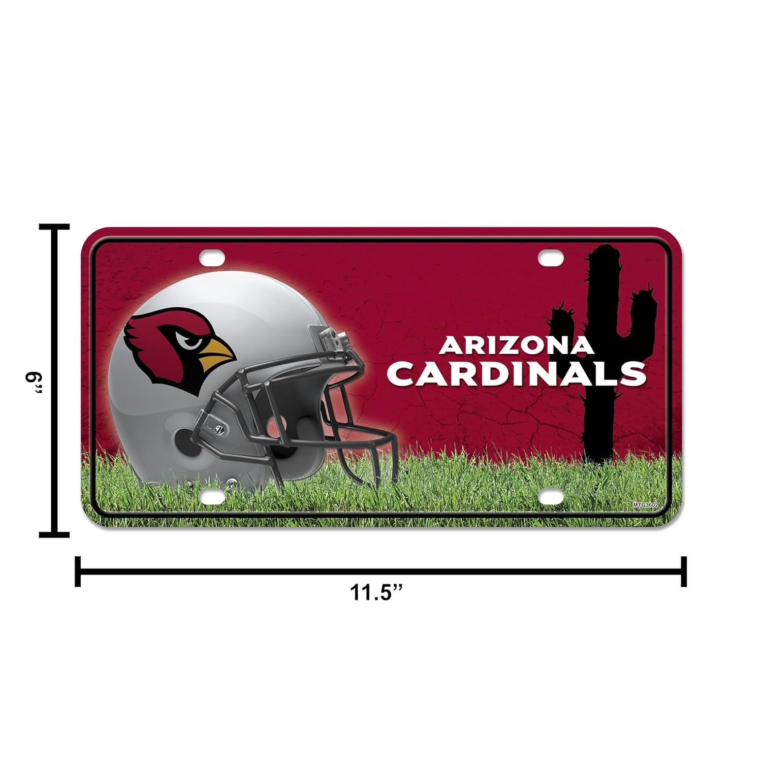 Arizona Cardinals Premium Metal Tag License Plate, Field Design, 12x6 inch, Pre-Drilled Holes, Officially Licensed