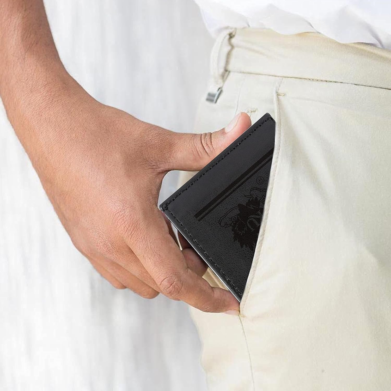 University of Kansas Jayhawks Premium Black Leather Wallet, Front Pocket Magnetic Money Clip, Laser Engraved, Vegan