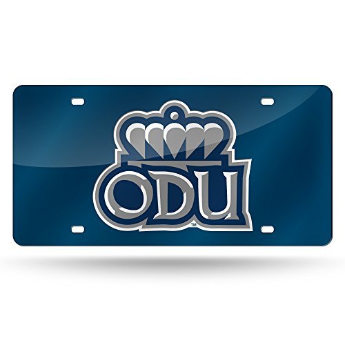 Old Dominion University Monarchs Premium Laser Cut Tag License Plate, Blue, Mirrored Acrylic Inlaid, 12x6 Inch
