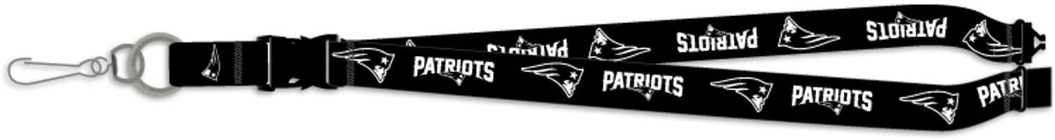 New England Patriots Blackout Design Lanyard Keychain Double Sided Breakaway Safety Design Adult 18 Inch