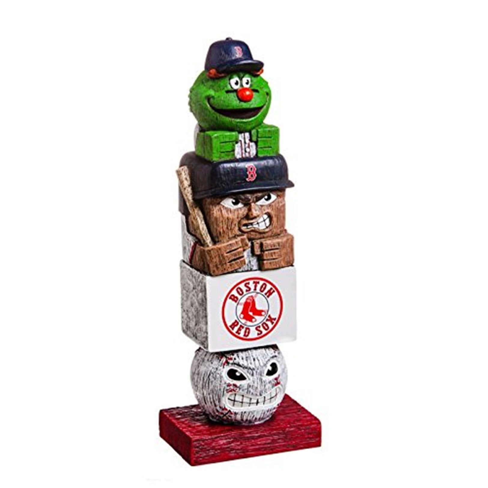 Boston Red Sox Team Garden Statue Tiki Tiki Totem, Hand Crafted Resin, 16 Inch Tall, Indoor Outdoor Decorative Mascot Figure, Officially Licensed