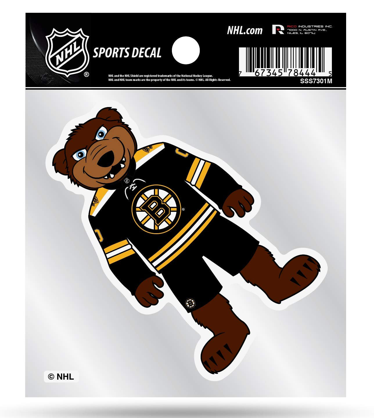 Boston Bruins 4x4 Inch Die Cut Decal Sticker, Mascot Logo, Clear Backing, Officially Licensed