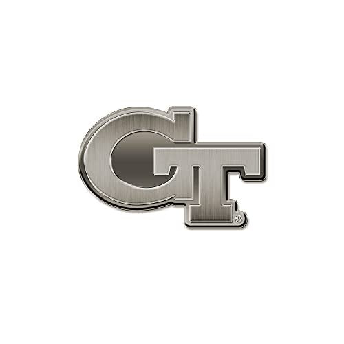 Georgia Tech University Yellow Jackets Auto Emblem Solid Metal, Raised, Die Cut, Antique Nickel Design, Full Adhesive Backing, Officially Licensed