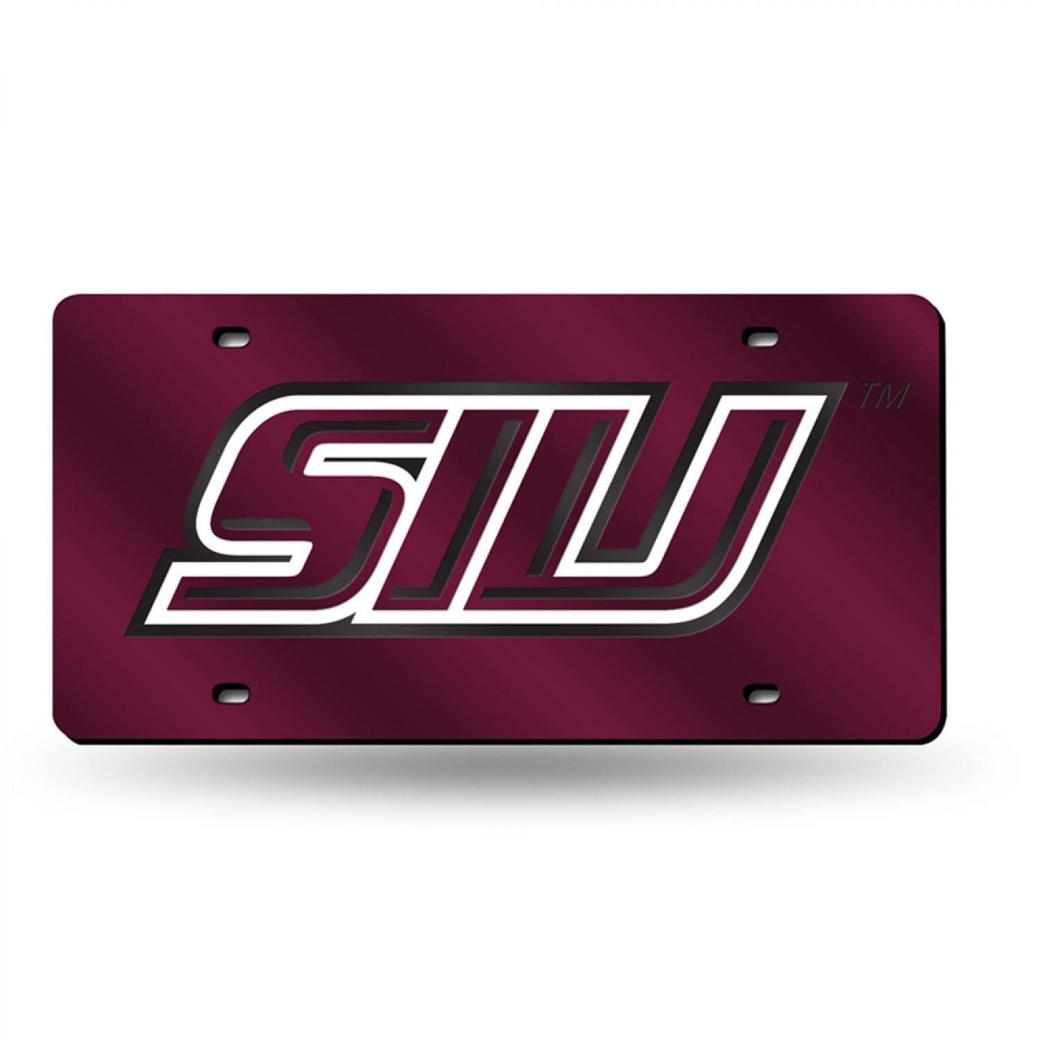 Southern Illinois University Salukis Premium Laser Cut Tag License Plate, Red Mirrored Acrylic Inlaid, 12x6 Inch