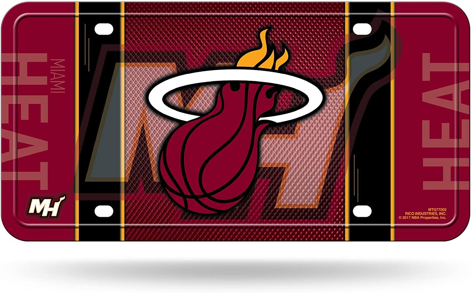 Miami Heat Metal Auto Tag License Plate, Jersey Design, 6x12 Inch