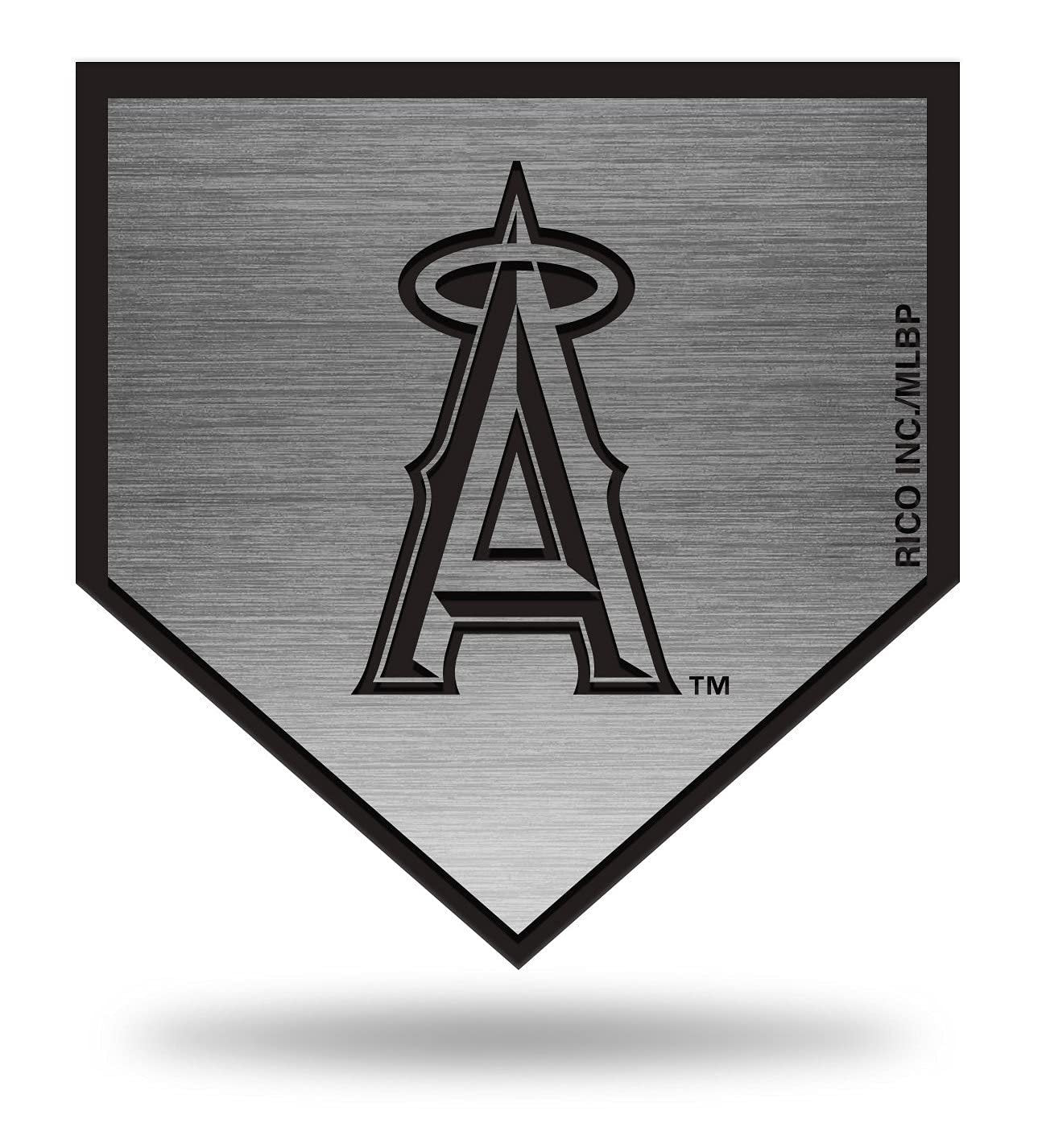 Los Angeles Angels Premium Solid Metal Auto Emblem, Antique Nickel Design, Plate Style, Die Cut, Full Adhesive Backing, Officially Licensed