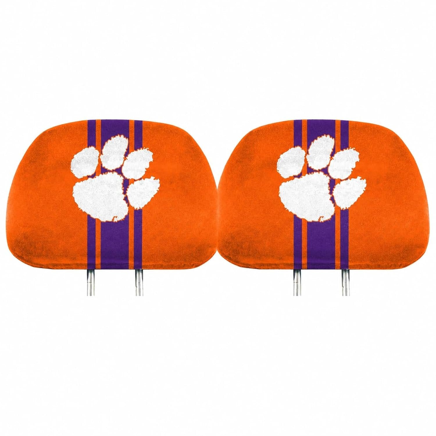 Clemson University Tigers Premium Pair of Auto Head Rest Covers, Full Color Printed, Elastic, 10x14 Inch