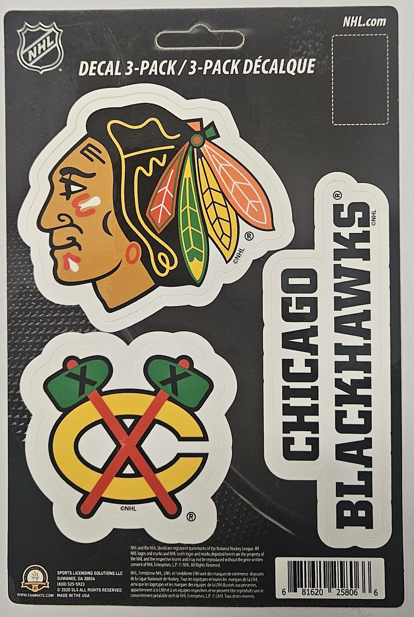Chicago Blackhawks 3 Piece Die Cut Decal Triple Sticker Sheet, 5x7 Inch, Peel & Stick Application, Full Adhesive Backing, Officially Licensed
