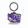 University of Washington Huskies Metal Keychain, State Shaped