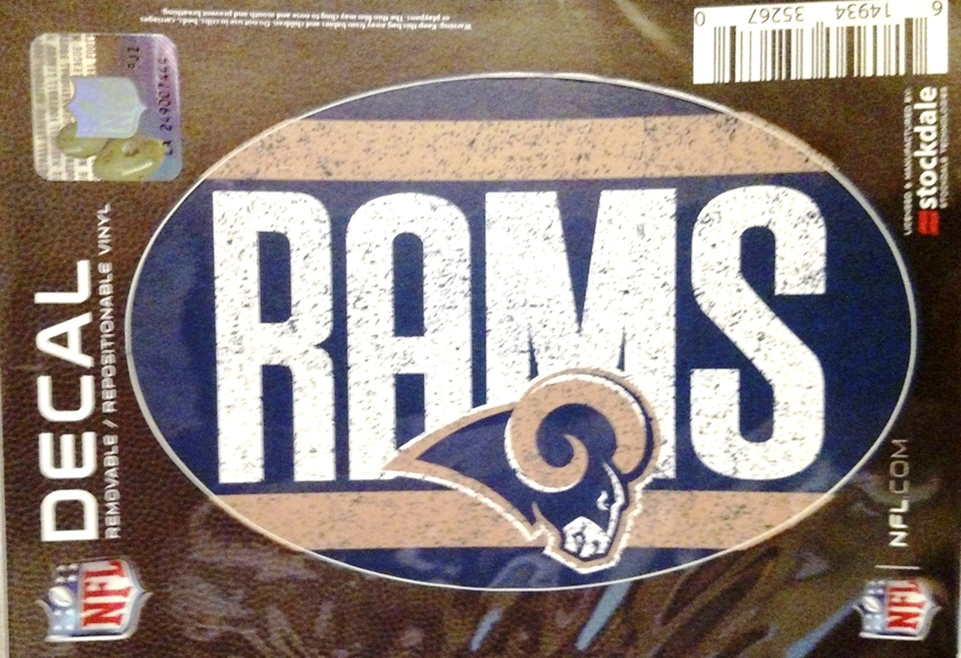 Los Angeles Rams 5 Inch Oval Sticker Decal, Vintage Logo, Flat Vinyl, Full Adhesive Backing, Peel and Stick Application, Officially Licensed, Made in the USA