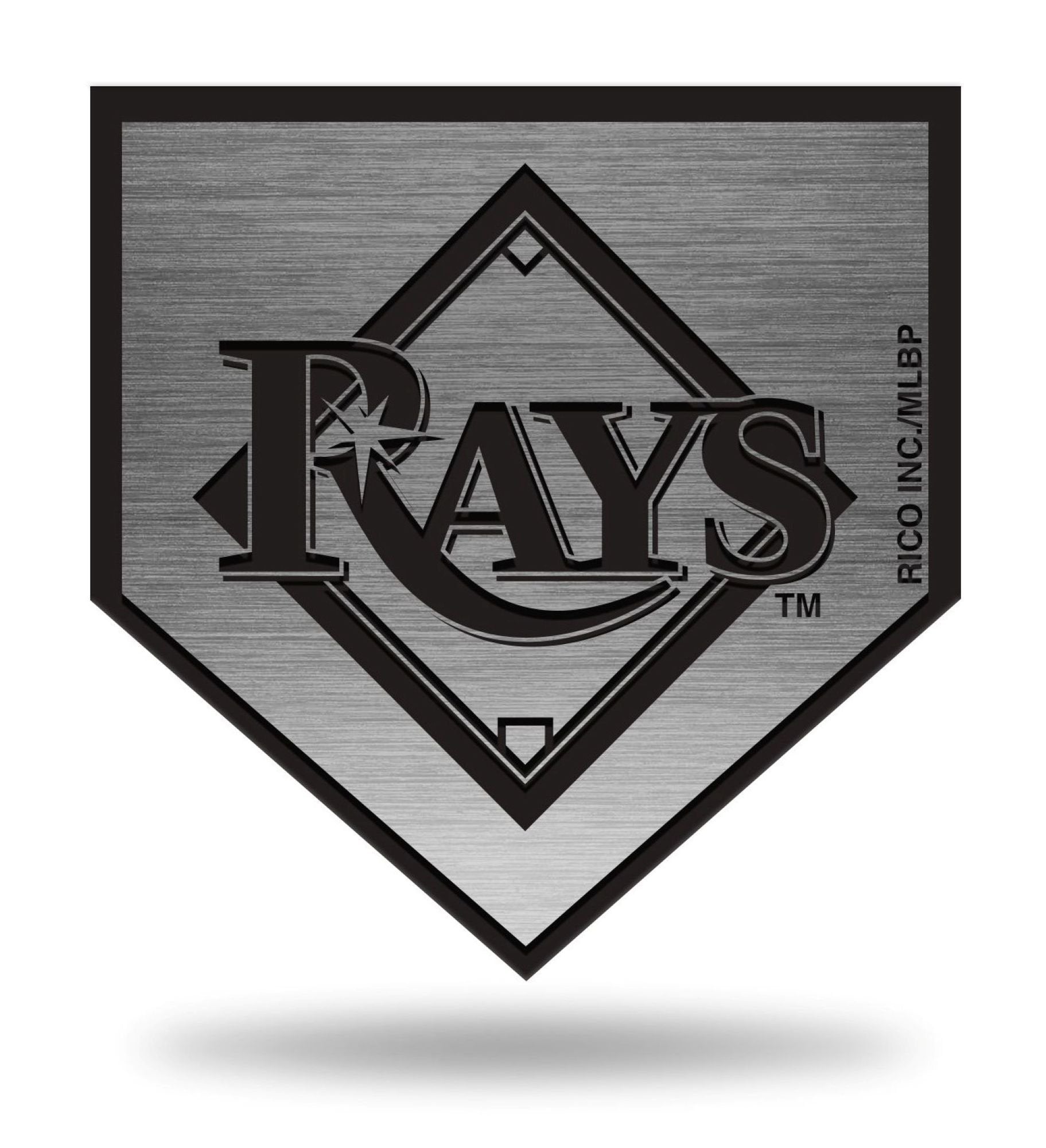 Tampa Bay Rays Premium Solid Metal Auto Emblem, Antique Nickel Design, Plate Design, Die Cut, Full Adhesive Backing, Officially Licensed