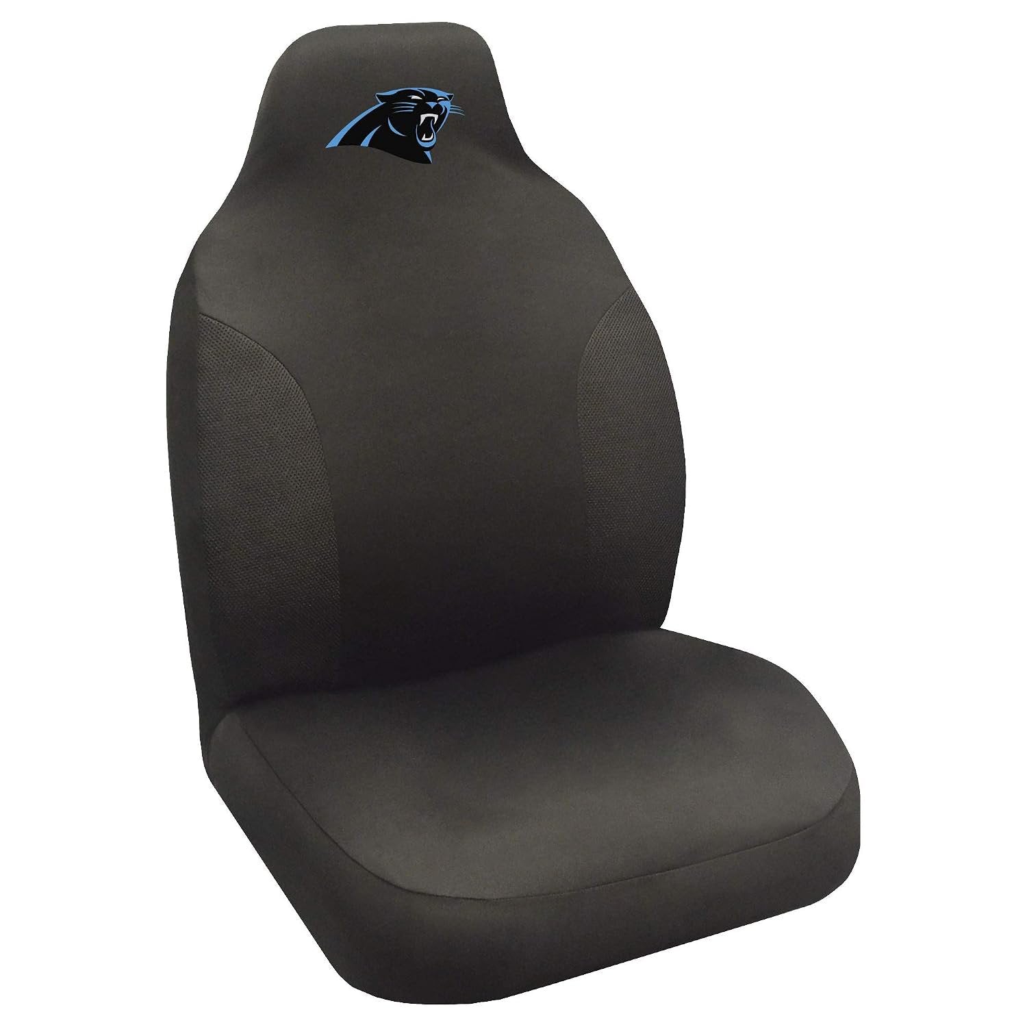 Carolina Panthers Premium Seat Cover, Embroidered Black Auto Bucket, 48x20 Inch, Elastic, Officially Licensed