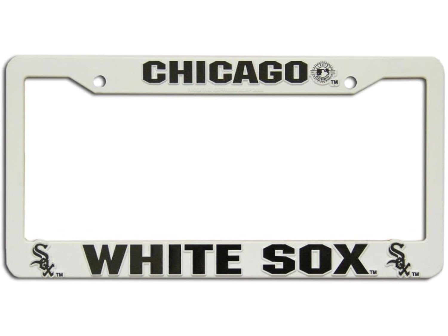 Chicago White Sox License Plate Frame Tag Cover, White Plastic, 12x6 Inch, Officially Licensed