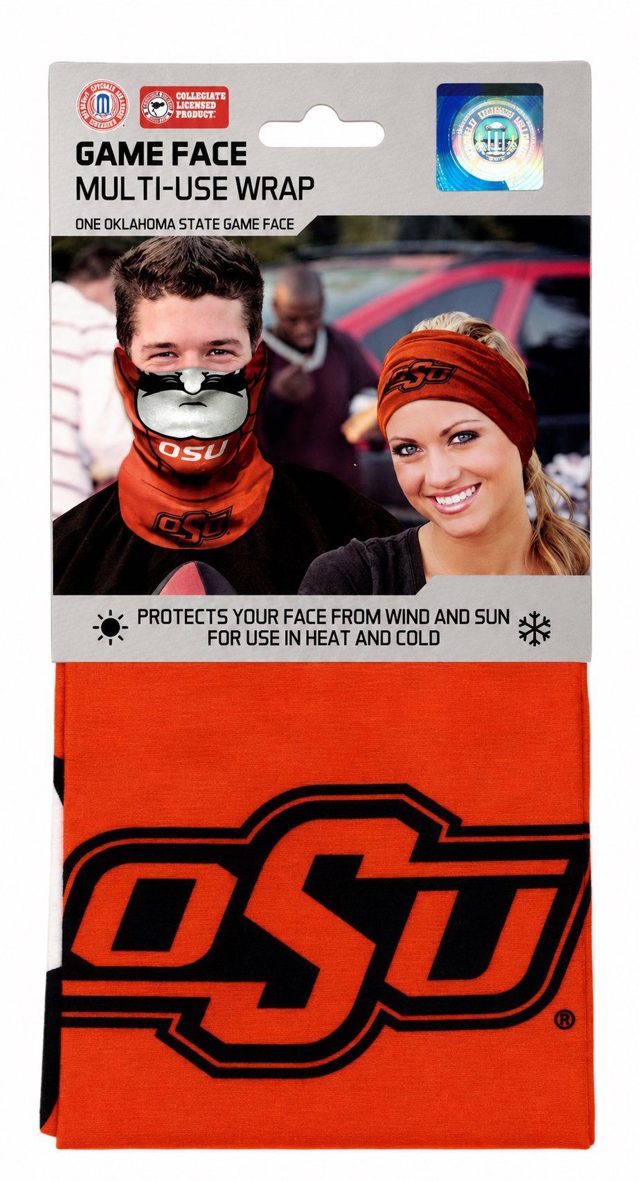 Oklahoma State University OSU Cowboys Game Face Wrap Neck Gaiter, Moisture Wick, Anti-Microbial, Officially Licensed
