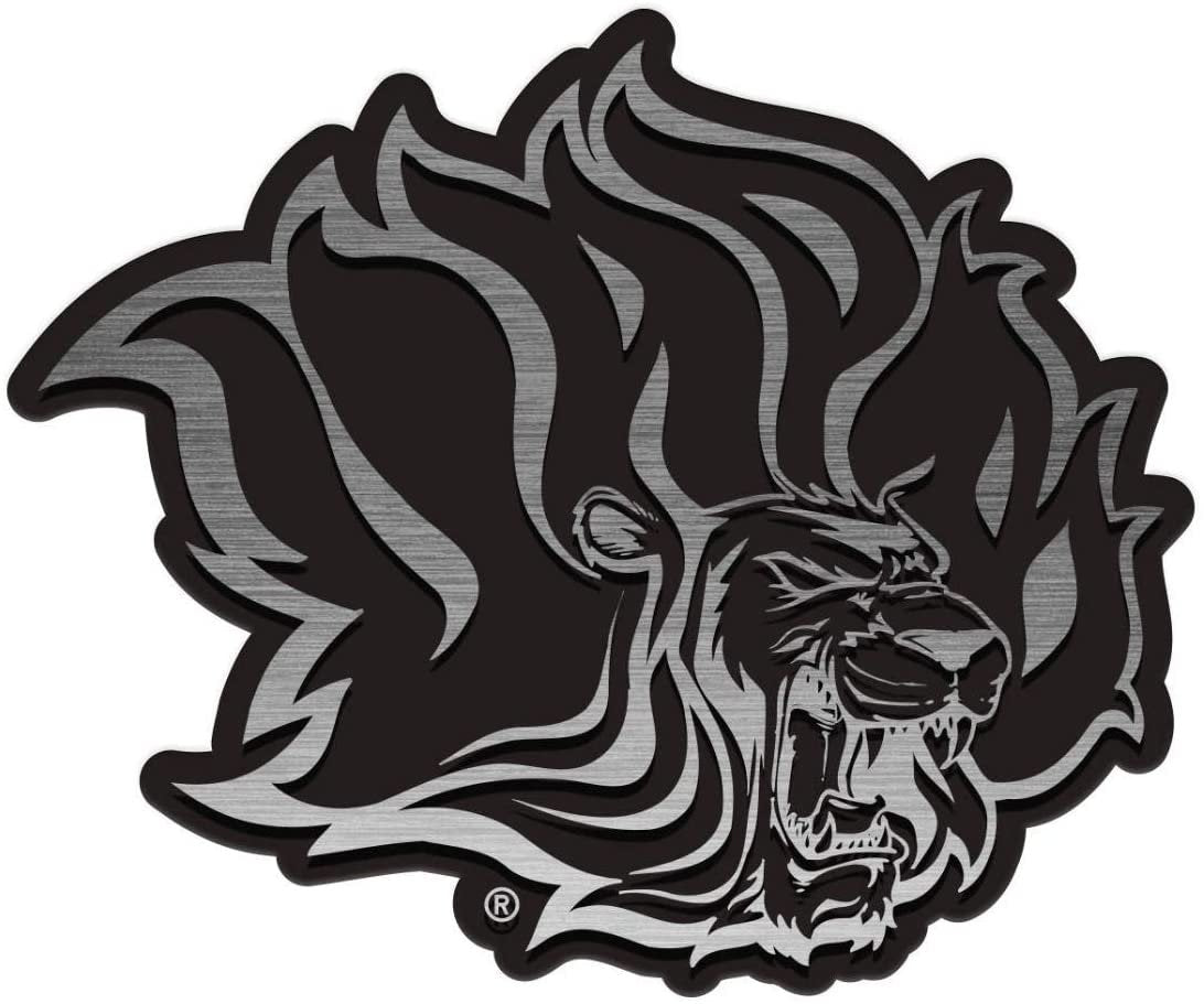 University of Arkansas Pine Bluff Golden Lions Premium Auto Emblem Solid Metal, Raised, Die Cut, Antique Nickel Design, Full Adhesive Backing, Officially Licensed