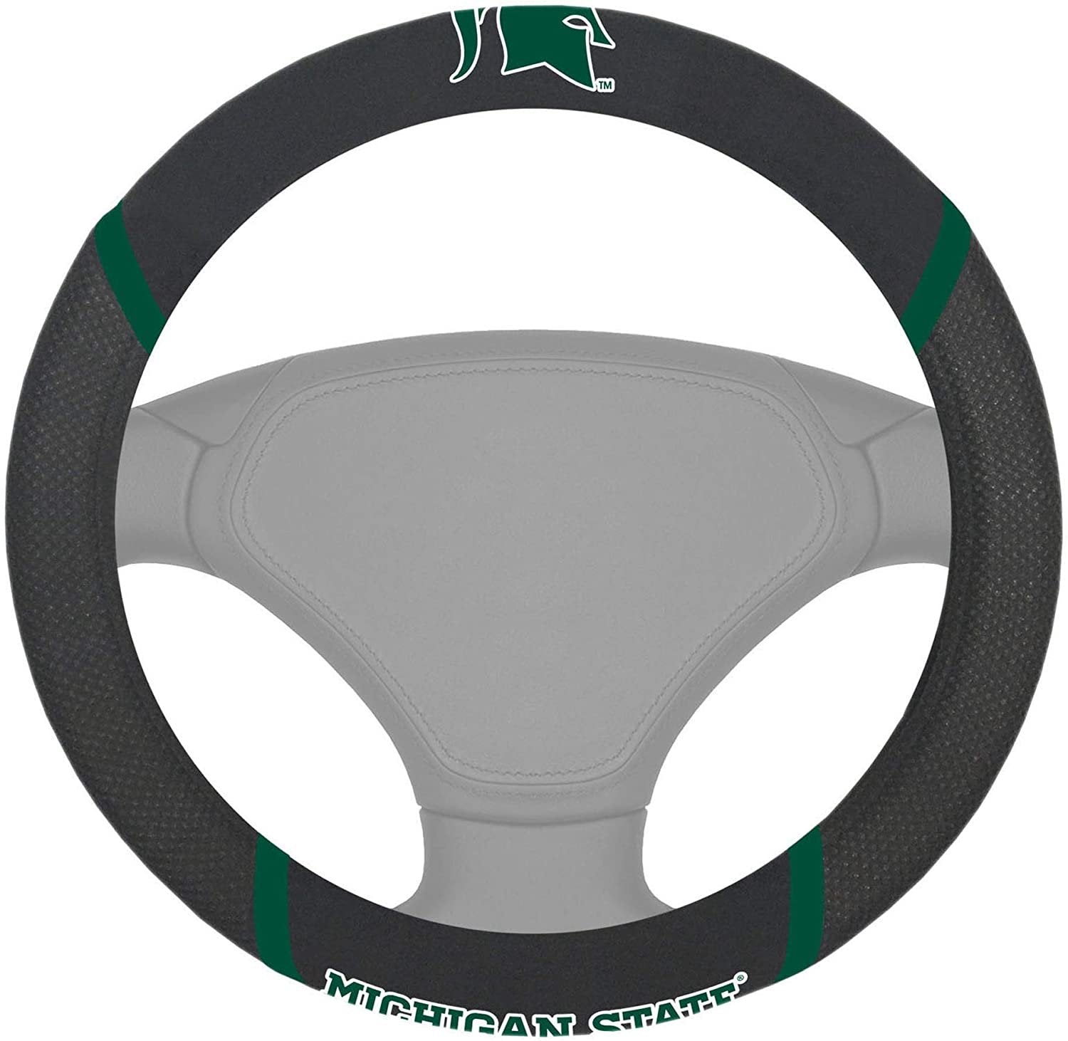 Michigan State Spartans Steering Wheel Cover Premium Embroidered Black 15 Inch University