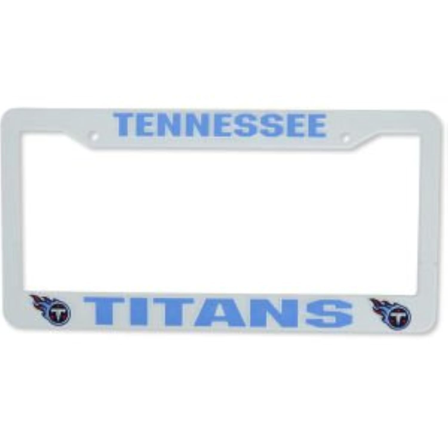 Tennessee Titans License Plate Frame Tag Cover, White Plastic, 12x6 Inch, Officially Licensed