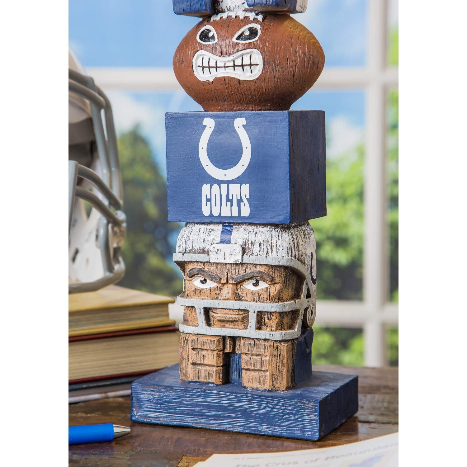 Indianapolis Colts Tiki Totem Garden Statue, Hand Painted Resin, 16 Inch, Indoor Outdoor Decor, Officially Licensed