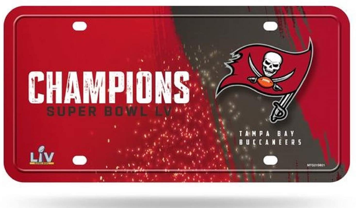 Tampa Bay Buccaneers Metal Auto Tag License Plate, 2021 Super Bowl LV Champions, 12x6 Inch