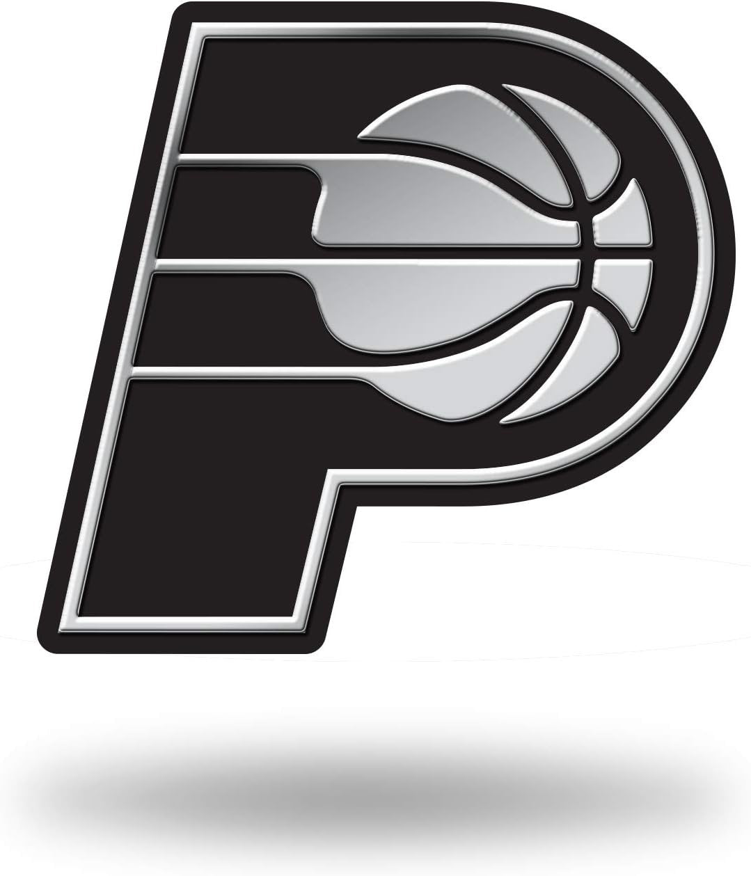 Indiana Pacers Auto Emblem, Silver Chrome Color, Raised Molded Plastic, Adhesive Tape Backing