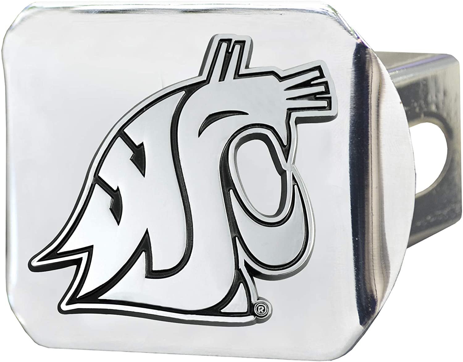Washington State University Cougars Hitch Cover Solid Metal with Raised Chrome Metal Emblem 2" Square Type III