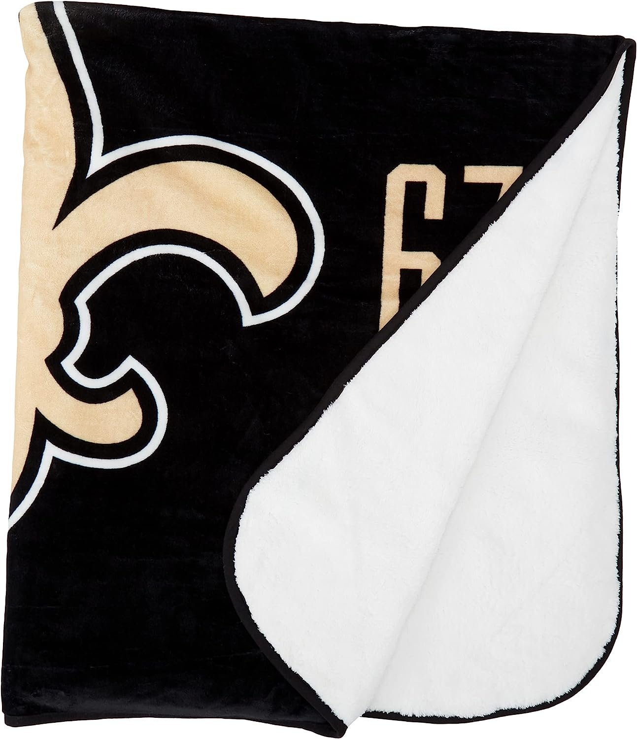 New Orleans Saints Throw Blanket, Sherpa Silk Touch Design, Motion Style, 60x70 Inch, Unisex Adult